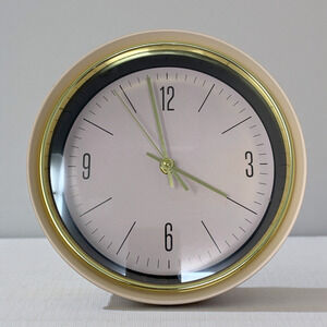 Vintage 1990's Sangtai Modernist Dusty Pink Gold Trim Wall Clock Minimalist 5168